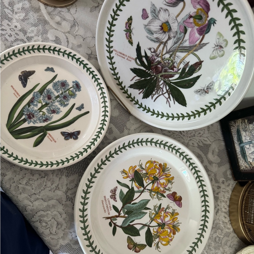 3 Vintage Botanical Garden 1818 Circa Plates